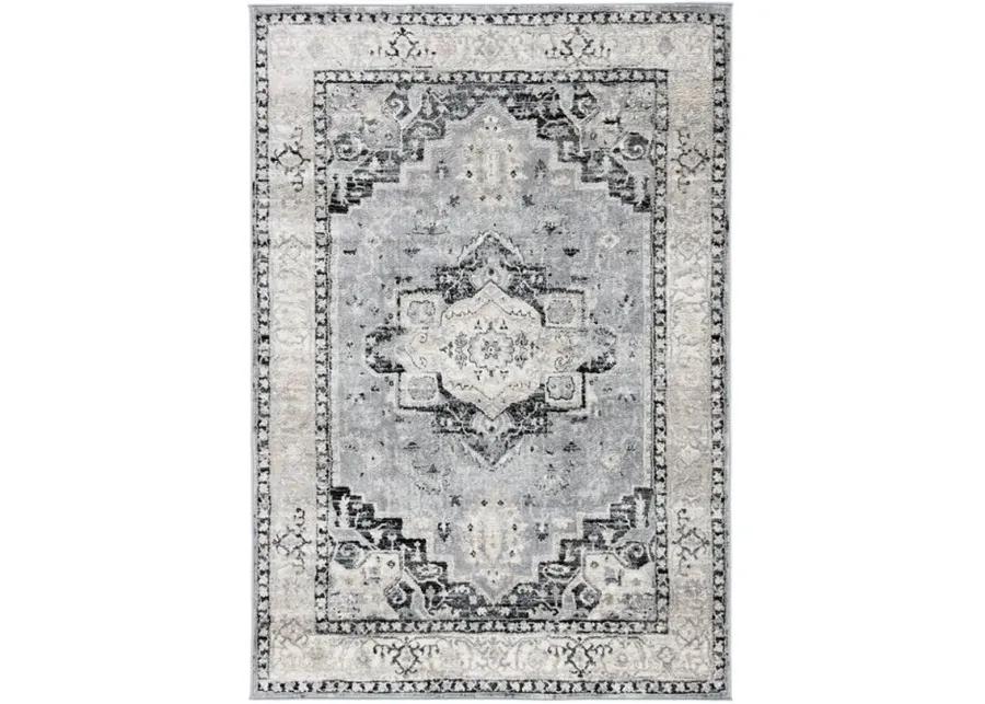 Brentwood 851 Silver / Black 4' X 6' Small Rectangle Powerloomed Rug