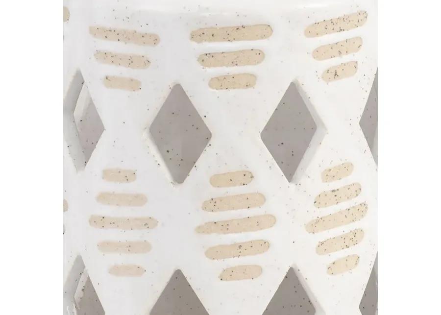 Cer, 6"h Diamond Cut Out Lantern, Ivory