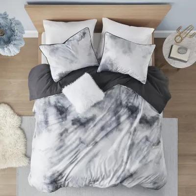 Watercolor Tie Dye Printed Duvet Cover Set with Throw Pillow