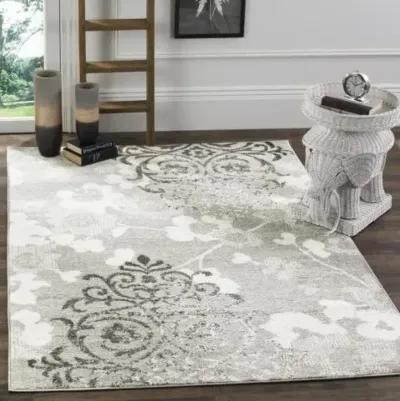 Adirondack Contemporary Silver / Ivory 9' X 9' Square Powerloomed Rug