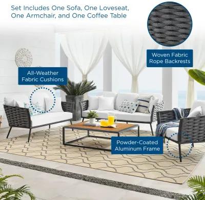 Stance 4 Piece Outdoor Patio Aluminum Sectional Sofa Set