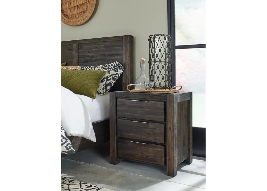 Savanna Three Drawer Solid Wood Nightstand in Coffee Bean