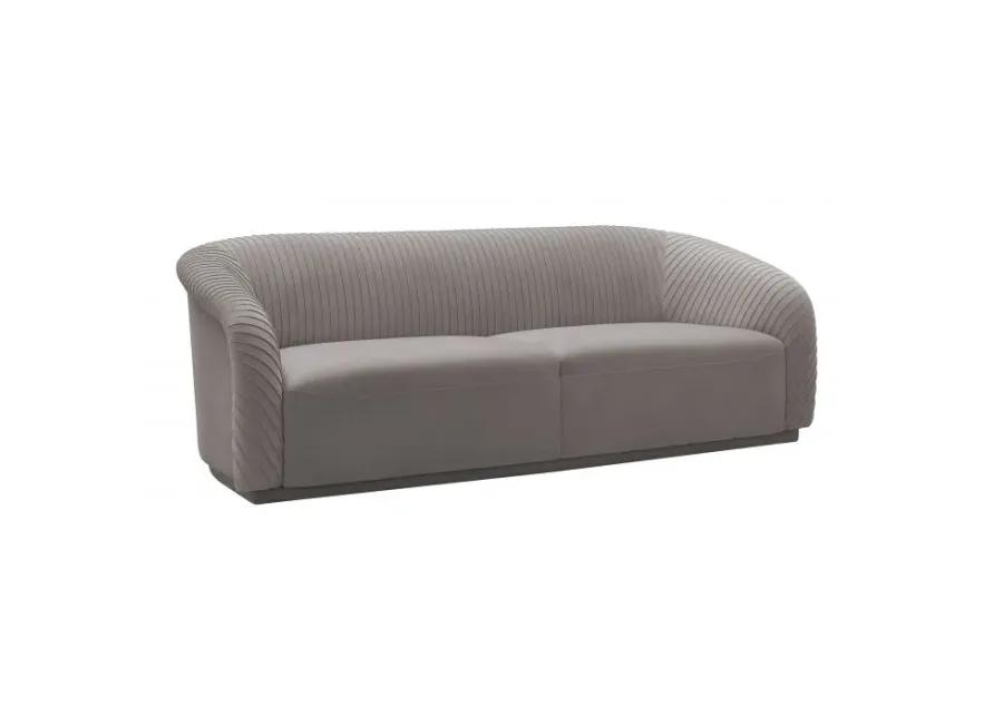 Yara Pleated Grey Velvet Sofa