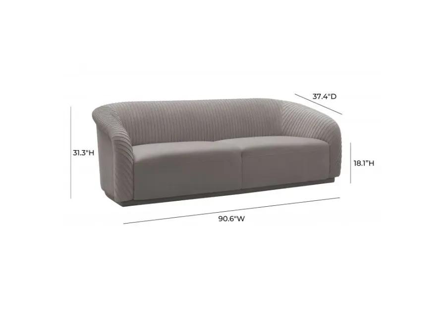 Yara Pleated Grey Velvet Sofa