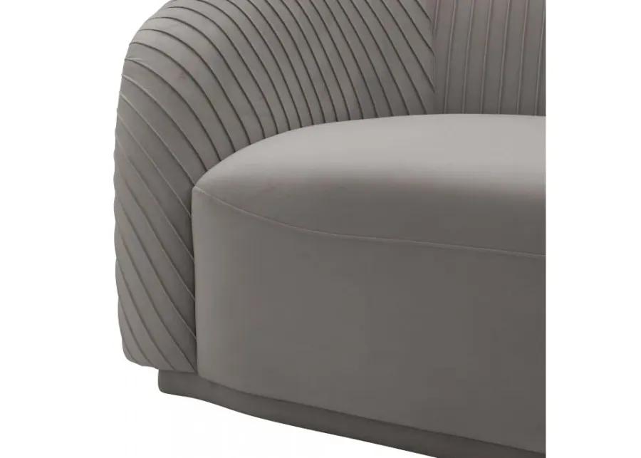 Yara Pleated Grey Velvet Sofa