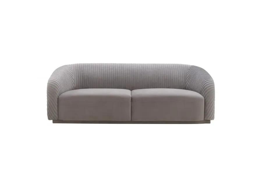 Yara Pleated Grey Velvet Sofa