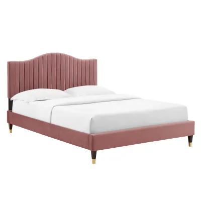 Juniper Channel Tufted Performance Velvet Twin Platform Bed