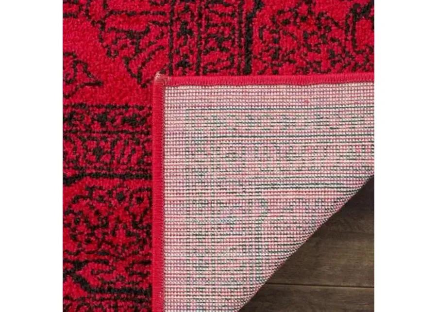 Adirondack Contemporary Red / Black 2'-6" X 6' Powerloomed Rug