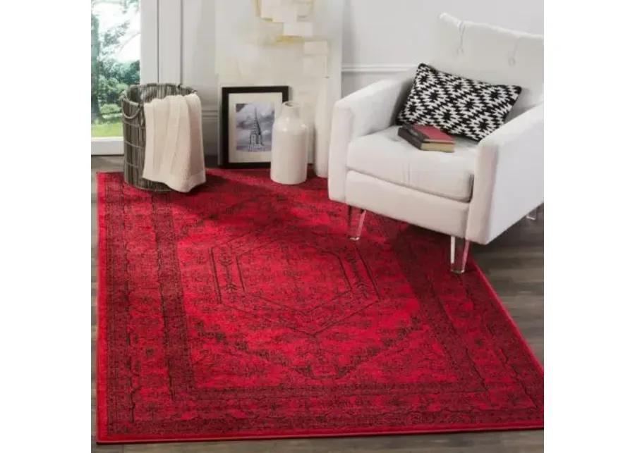 Adirondack Contemporary Red / Black 2'-6" X 6' Powerloomed Rug