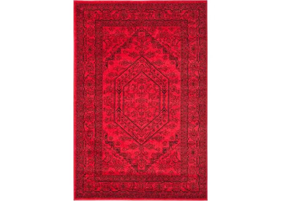 Adirondack Contemporary Red / Black 2'-6" X 6' Powerloomed Rug