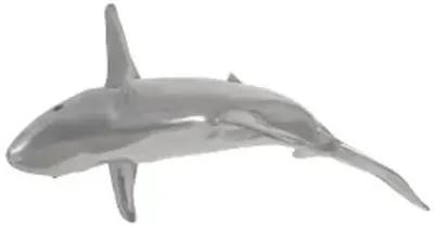 whaler shark fish wall sculpture, resin, polished aluminum finish