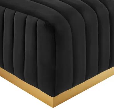 Conjure Channel Tufted Performance Velvet Ottoman