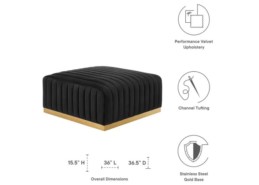 Conjure Channel Tufted Performance Velvet Ottoman