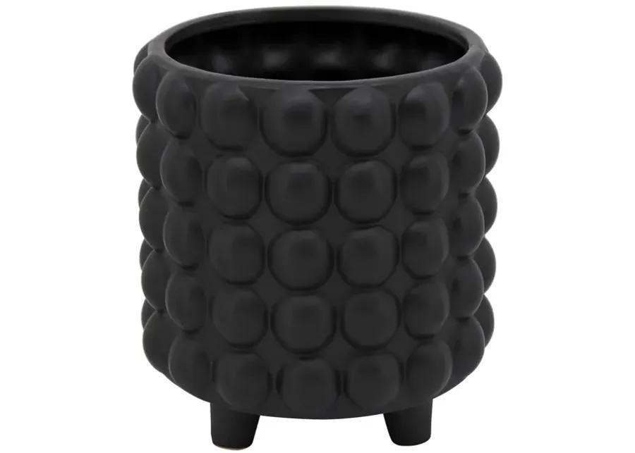 S/2 6/8" Bubble Planters, Matte Black