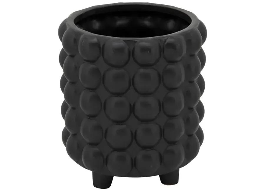 S/2 6/8" Bubble Planters, Matte Black