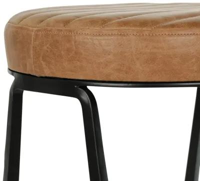 Sawyer Round 26" Top Grain Leather Counter Stool in Chestnut Brown