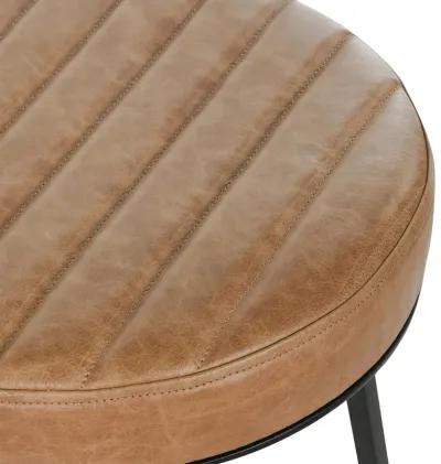 Sawyer Round 26" Top Grain Leather Counter Stool in Chestnut Brown