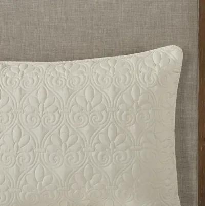 Madison Park Quebec Cream 3 Piece Split Corner Pleated Quilted Bedspread