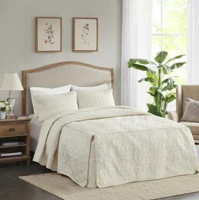 Madison Park Quebec Cream 3 Piece Split Corner Pleated Quilted Bedspread