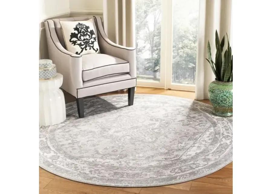 Brentwood 852 Cream / Grey 6'-7" X 6'-7" Round Round Powerloomed Rug