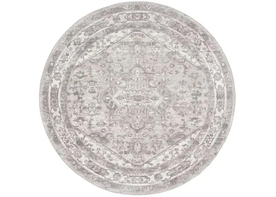 Brentwood 852 Cream / Grey 6'-7" X 6'-7" Round Round Powerloomed Rug