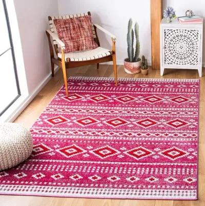 ADIRONDACK Contemporary Fuchsia / Ivory 6' X 9' Powerloomed Rug