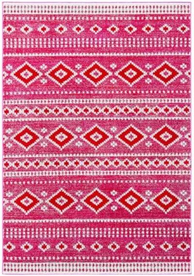 ADIRONDACK Contemporary Fuchsia / Ivory 6' X 9' Powerloomed Rug