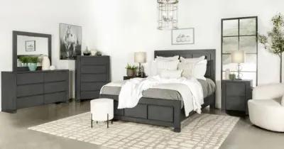 Lorenzo King Rectangular Panel Bed Dark Grey