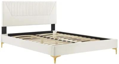 Yasmine Channel Tufted Performance Velvet King Platform Bed