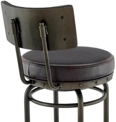 Rees Swivel Counter or Bar Stool in Mocha Finish with Brown Faux Leather