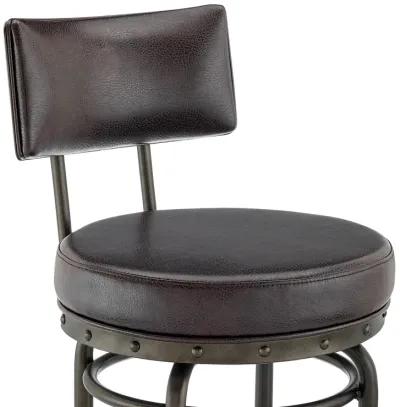 Rees Swivel Counter or Bar Stool in Mocha Finish with Brown Faux Leather