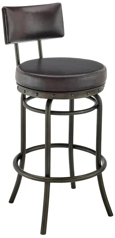 Rees Swivel Counter or Bar Stool in Mocha Finish with Brown Faux Leather