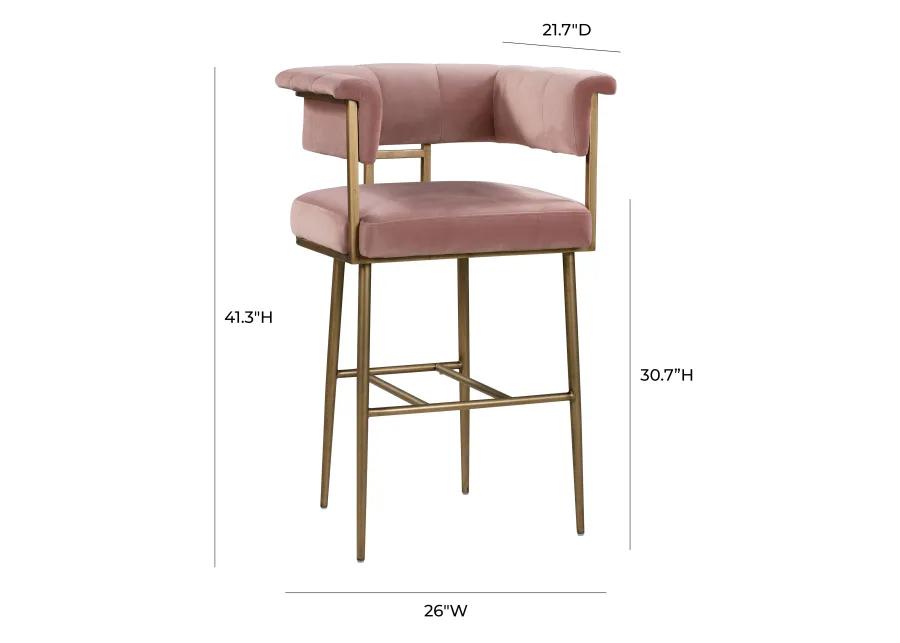 Astrid Blush Velvet Bar Stool