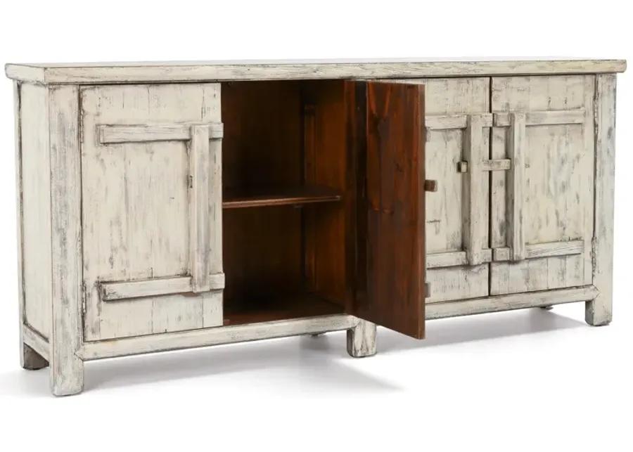 Lagos 74" Reclaimed Pine Wood Antique White Sideboard