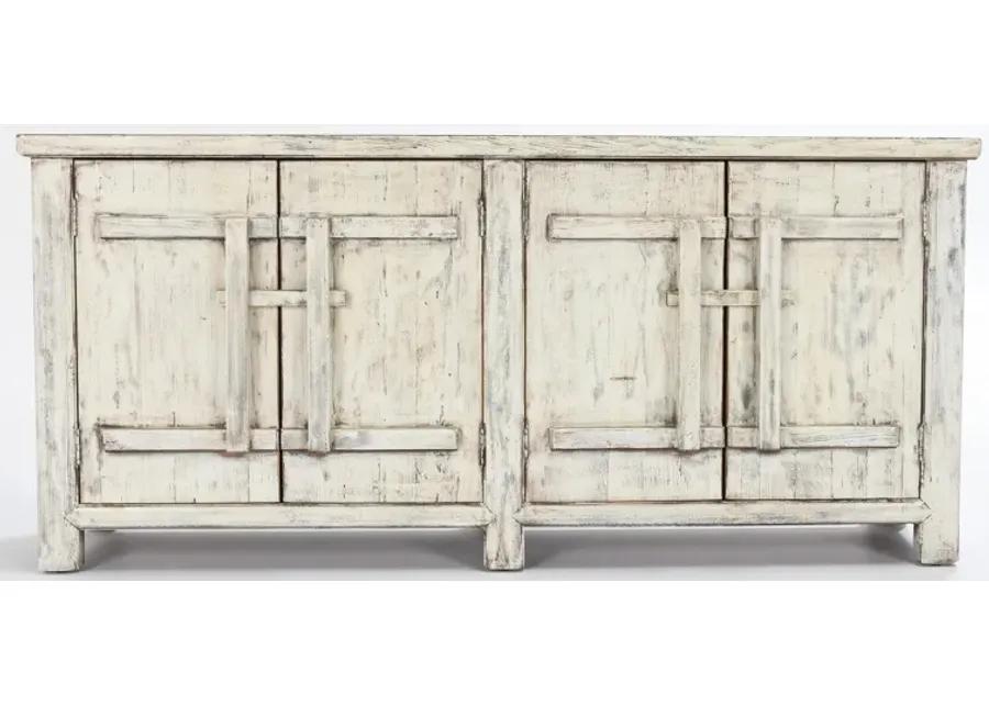 Lagos 74" Reclaimed Pine Wood Antique White Sideboard