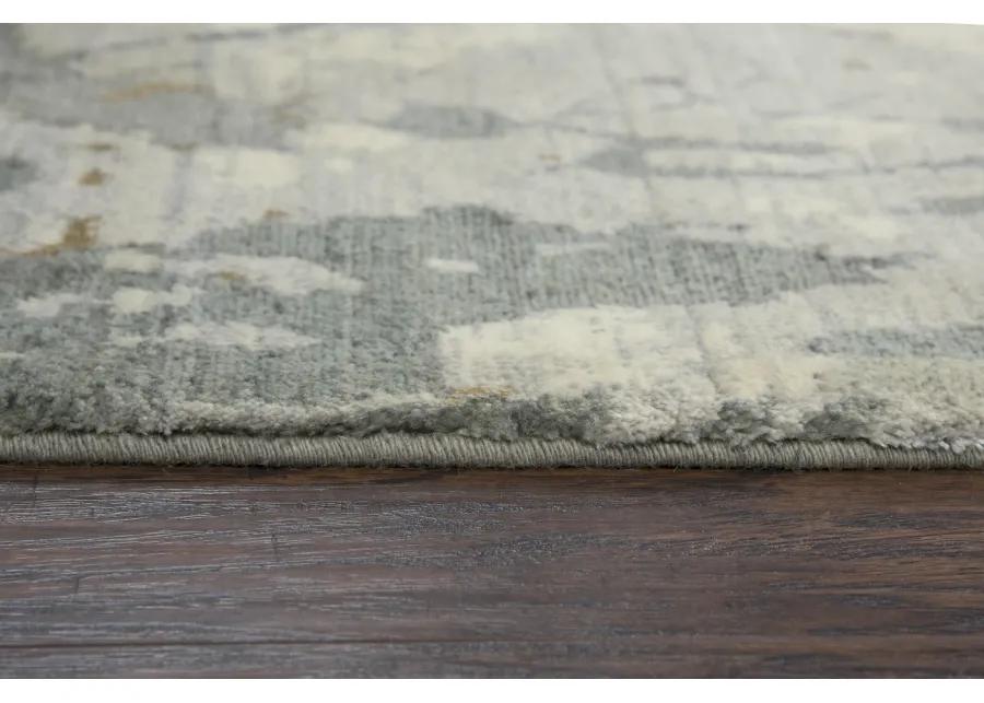 Impressions Gray Abstract NZ Wool/Tencel Blend 2'6" X 10' Runner Rug