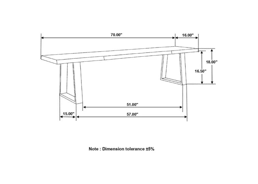 Ditman Live Edge Dining Bench Grey Sheesham and Black