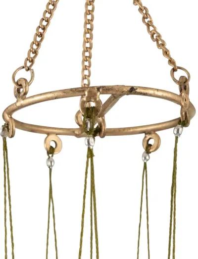 Metal, 34" 5-pipes Windchime, Antique Gold