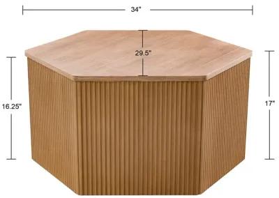 Honey Fluted Hexagon Coffee Table