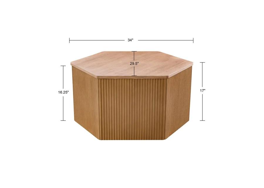 Honey Fluted Hexagon Coffee Table