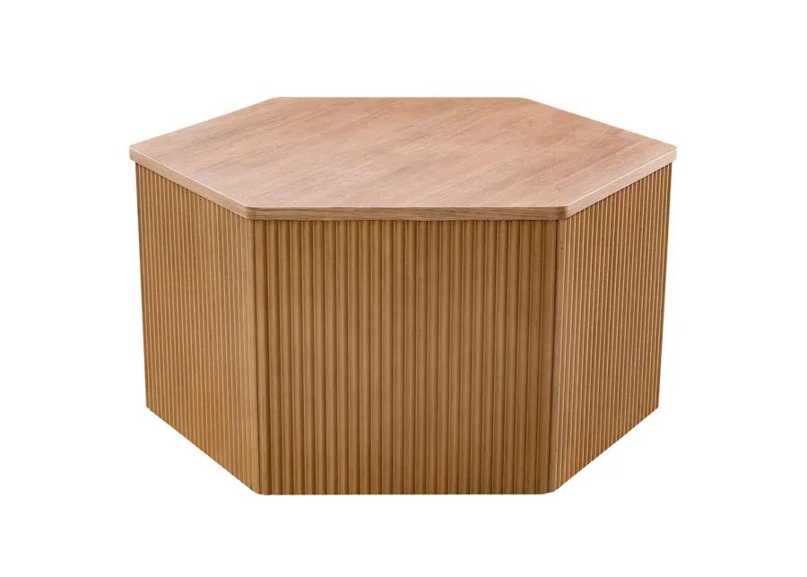 Honey Fluted Hexagon Coffee Table