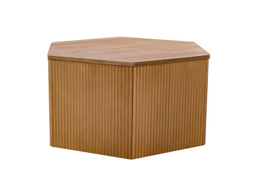 Honey Fluted Hexagon Coffee Table