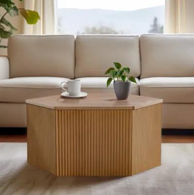 Honey Fluted Hexagon Coffee Table