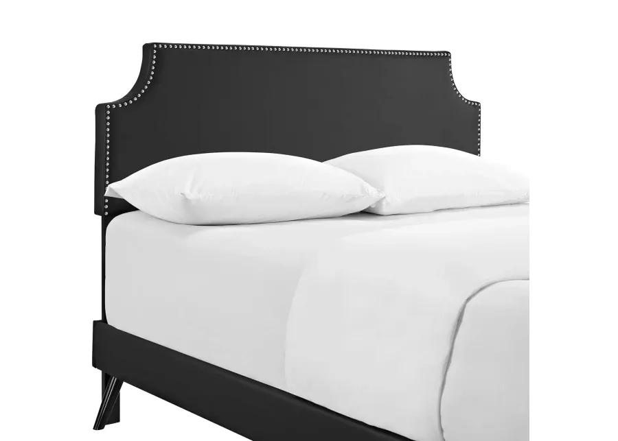 Corene Queen Vinyl Platform Bed with Round Splayed Legs