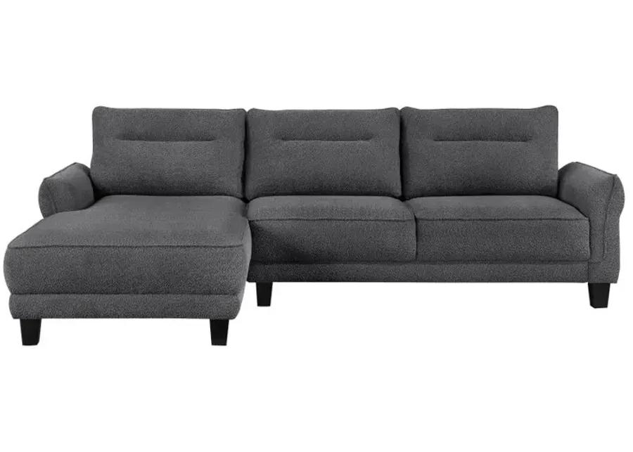 Caspian Upholstered Curved Arms Sectional Sofa Grey