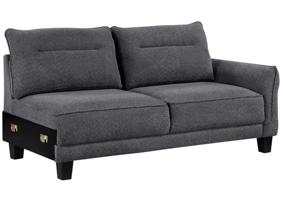 Caspian Upholstered Curved Arms Sectional Sofa Grey