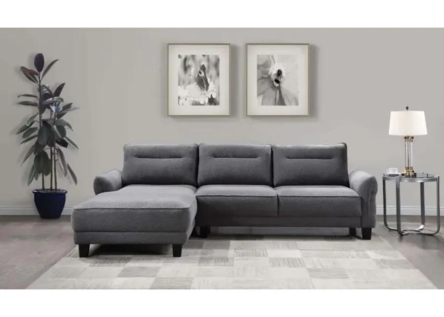 Caspian Upholstered Curved Arms Sectional Sofa Grey