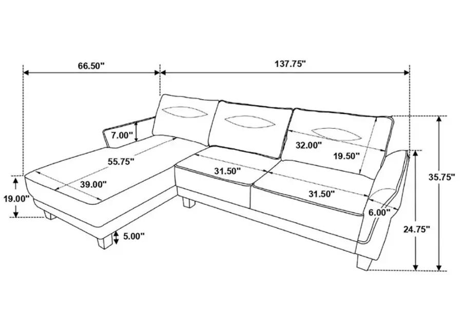 Caspian Upholstered Curved Arms Sectional Sofa Grey