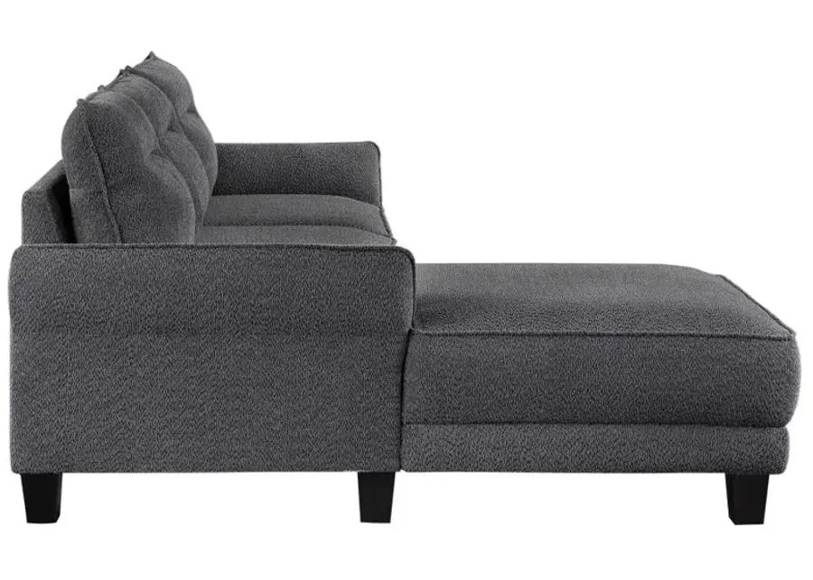 Caspian Upholstered Curved Arms Sectional Sofa Grey