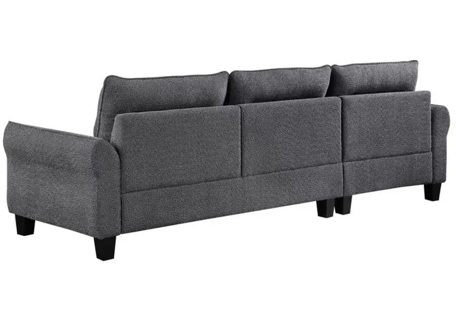 Caspian Upholstered Curved Arms Sectional Sofa Grey